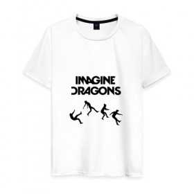 Мужская футболка хлопок с принтом Imagine Dragons, прыжок в Тюмени, 100% хлопок | прямой крой, круглый вырез горловины, длина до линии бедер, слегка спущенное плечо. | dragons | imagine | альтернативный | американская | бэн макки | группа | драгонс | дэн платцман | дэн рейнольдс | имеджин | инди | индирок | рок | уэйн сермон