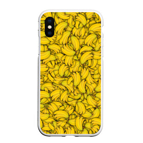 Чехол для iPhone XS Max матовый с принтом Бананы в Тюмени, Силикон | Область печати: задняя сторона чехла, без боковых панелей | Тематика изображения на принте: banana | vegan | банан | веган | желтый | паттерн | текстура | фрукт