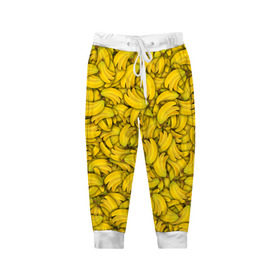 Детские брюки 3D с принтом Бананы в Тюмени, 100% полиэстер | манжеты по низу, эластичный пояс регулируется шнурком, по бокам два кармана без застежек, внутренняя часть кармана из мелкой сетки | banana | vegan | банан | веган | желтый | паттерн | текстура | фрукт
