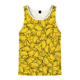 Мужская майка 3D с принтом Бананы в Тюмени, 100% полиэстер | круглая горловина, приталенный силуэт, длина до линии бедра. Пройма и горловина окантованы тонкой бейкой | Тематика изображения на принте: banana | vegan | банан | веган | желтый | паттерн | текстура | фрукт