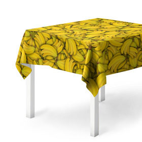 Скатерть 3D с принтом Бананы в Тюмени, 100% полиэстер (ткань не мнется и не растягивается) | Размер: 150*150 см | banana | vegan | банан | веган | желтый | паттерн | текстура | фрукт