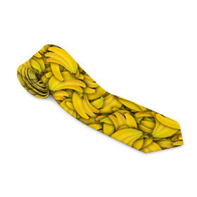 Галстук 3D с принтом Бананы в Тюмени, 100% полиэстер | Длина 148 см; Плотность 150-180 г/м2 | Тематика изображения на принте: banana | vegan | банан | веган | желтый | паттерн | текстура | фрукт