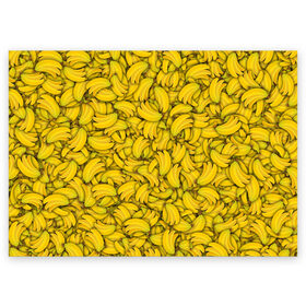 Поздравительная открытка с принтом Бананы в Тюмени, 100% бумага | плотность бумаги 280 г/м2, матовая, на обратной стороне линовка и место для марки
 | banana | vegan | банан | веган | желтый | паттерн | текстура | фрукт