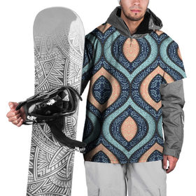 Накидка на куртку 3D с принтом Восточные узоры в Тюмени, 100% полиэстер |  | бежевый | кружево | мода | модные | синий | узоры | цвет | цветные | яркие