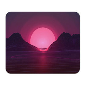 Коврик прямоугольный с принтом Cyber Sun в Тюмени, натуральный каучук | размер 230 х 185 мм; запечатка лицевой стороны | cyber | голограмма | горы | кибер | модные | полосы | ретро | свет | солнце | яркие