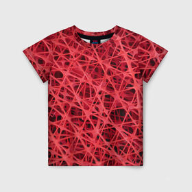 Детская футболка 3D с принтом Сетка в Тюмени, 100% гипоаллергенный полиэфир | прямой крой, круглый вырез горловины, длина до линии бедер, чуть спущенное плечо, ткань немного тянется | Тематика изображения на принте: красный | модные | пластик | сети | сетка | текстура | цвет