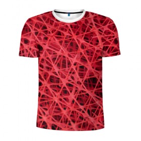 Мужская футболка 3D спортивная с принтом Сетка в Тюмени, 100% полиэстер с улучшенными характеристиками | приталенный силуэт, круглая горловина, широкие плечи, сужается к линии бедра | красный | модные | пластик | сети | сетка | текстура | цвет