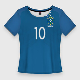 Женская футболка 3D Slim с принтом Нэймар Форма Гостевая 17 18 в Тюмени,  |  | brazil | jr | neymar | paris saint garmain | psg | world cup | бразилия | неймар | нэймар | по футболу | сборная бразилии | футбольная форма | чемпионат мира