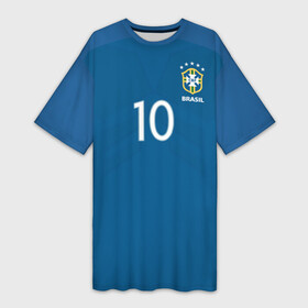 Платье-футболка 3D с принтом Нэймар Форма Гостевая 17 18 в Тюмени,  |  | brazil | jr | neymar | paris saint garmain | psg | world cup | бразилия | неймар | нэймар | по футболу | сборная бразилии | футбольная форма | чемпионат мира