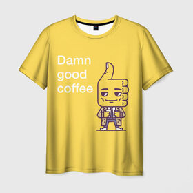 Мужская футболка 3D с принтом Чертовски хороший кофе в Тюмени, 100% полиэфир | прямой крой, круглый вырез горловины, длина до линии бедер | fbi | fагент купер | twin peaks | лайк | лойс | луцк | палец вверх | смайлик | твин пикс | человечек