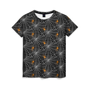 Женская футболка 3D с принтом Паутина в Тюмени, 100% полиэфир ( синтетическое хлопкоподобное полотно) | прямой крой, круглый вырез горловины, длина до линии бедер | gothic | halloween | spider | паук | паутина | хэллоуин