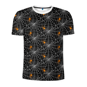 Мужская футболка 3D спортивная с принтом Паутина в Тюмени, 100% полиэстер с улучшенными характеристиками | приталенный силуэт, круглая горловина, широкие плечи, сужается к линии бедра | Тематика изображения на принте: gothic | halloween | spider | паук | паутина | хэллоуин