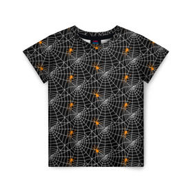 Детская футболка 3D с принтом Паутина в Тюмени, 100% гипоаллергенный полиэфир | прямой крой, круглый вырез горловины, длина до линии бедер, чуть спущенное плечо, ткань немного тянется | gothic | halloween | spider | паук | паутина | хэллоуин