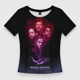 Женская футболка 3D Slim с принтом Группа Imagine Dragons, дым в Тюмени,  |  | альтернативный | американская | группа | драгонс | имеджин | инди | индирок | поп | рок | электроник