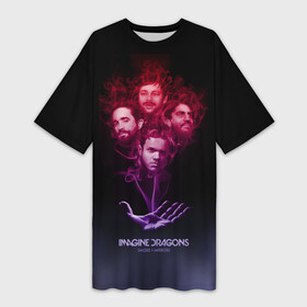 Платье-футболка 3D с принтом Группа Imagine Dragons, дым в Тюмени,  |  | альтернативный | американская | группа | драгонс | имеджин | инди | индирок | поп | рок | электроник