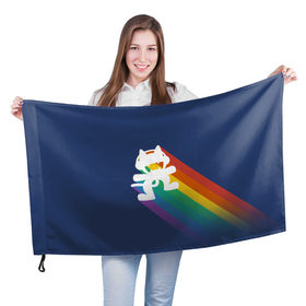 Флаг 3D с принтом Rainbow cat в Тюмени, 100% полиэстер | плотность ткани — 95 г/м2, размер — 67 х 109 см. Принт наносится с одной стороны | 