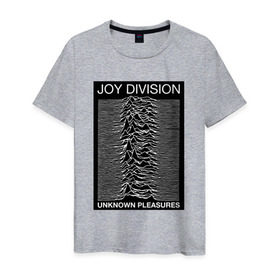 Мужская футболка хлопок с принтом Joy Division в Тюмени, 100% хлопок | прямой крой, круглый вырез горловины, длина до линии бедер, слегка спущенное плечо. | Тематика изображения на принте: postpunk | unknown pleasures | бернард самнер | британская рок группа | джой дивижн | иэн кёртис | неизвестные удовольствия | питер хук | постпанк | стивен моррис