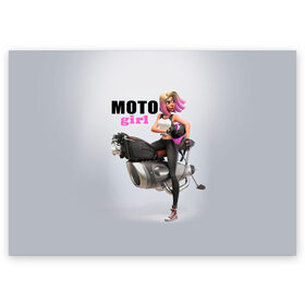 Поздравительная открытка с принтом Moto Girl в Тюмени, 100% бумага | плотность бумаги 280 г/м2, матовая, на обратной стороне линовка и место для марки
 | girl | moto | motorcycle | аниме | байк | байкер | девушка | мото | мотоцикл