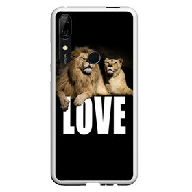 Чехол для Honor P Smart Z с принтом LOVE в Тюмени, Силикон | Область печати: задняя сторона чехла, без боковых панелей | влюблённые | дикая кошка | животные | лев | львица | любовь | пара | природа | свадьба