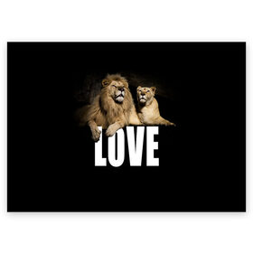Поздравительная открытка с принтом LOVE в Тюмени, 100% бумага | плотность бумаги 280 г/м2, матовая, на обратной стороне линовка и место для марки
 | влюблённые | дикая кошка | животные | лев | львица | любовь | пара | природа | свадьба