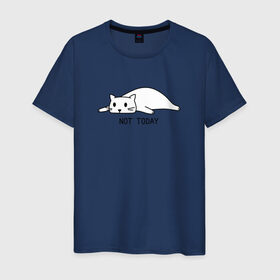 Мужская футболка хлопок с принтом Not today - Не сегодня в Тюмени, 100% хлопок | прямой крой, круглый вырез горловины, длина до линии бедер, слегка спущенное плечо. | кошка | надписи | не сегодня