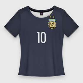 Женская футболка 3D Slim с принтом Месси Форма Домашняя 17 18 в Тюмени,  |  | leo | lionel | mesi | messi | world cup | аргентина | лео | лионель | меси | месси | сборной | футбольная форма | чемпионат мира