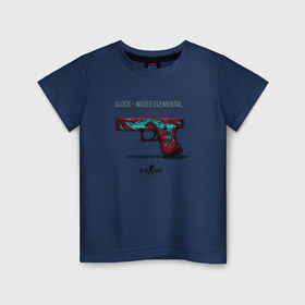 Детская футболка хлопок с принтом Glock - Water Elemental в Тюмени, 100% хлопок | круглый вырез горловины, полуприлегающий силуэт, длина до линии бедер | cs go | global offensive | глок | каэс | контр страйк | контра | кс | оружие | пистолет | скин