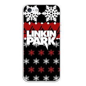 Чехол для iPhone 5/5S матовый с принтом Праздничный Linkin Park в Тюмени, Силикон | Область печати: задняя сторона чехла, без боковых панелей | b | chester | linkin park | альтернативный метал | альтернативный рок | беннингтон | группа | знак | красный | линкин парк | музыкант | надпись | новогодний | новый год | ню метал | певец | праздник | рождество