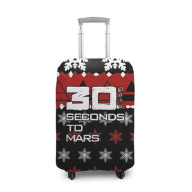 Чехол для чемодана 3D с принтом Праздничный 30 Seconds to mars в Тюмени, 86% полиэфир, 14% спандекс | двустороннее нанесение принта, прорези для ручек и колес | Тематика изображения на принте: 30 секунд до марса | 30stm | thirty seconds to mars |  30 seconds to mars | альтернативный | гранж | группа | джаред | знак | красный | надпись | нео | новогодний | новый год | пост | праздник | прогрессивный | рождество | рок