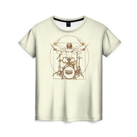 Женская футболка 3D с принтом Drums в Тюмени, 100% полиэфир ( синтетическое хлопкоподобное полотно) | прямой крой, круглый вырез горловины, длина до линии бедер | барабанщик | барабаны | драммер | ударные