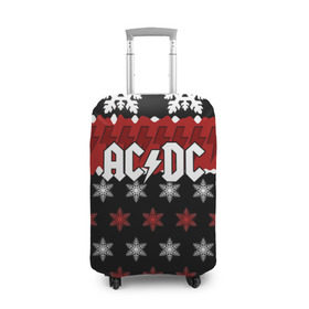 Чехол для чемодана 3D с принтом Праздничный AC/DC в Тюмени, 86% полиэфир, 14% спандекс | двустороннее нанесение принта, прорези для ручек и колес | ac dc | acdc | for those about to ro | австралийская | ангус янг | блюз рок | головы | группа | знак | красный | крис слэйд | музыканты | надпись | новогодний | новый год | певцы | праздник | рождество | рок | рок н ролл