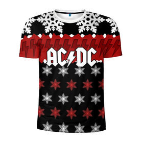 Мужская футболка 3D спортивная с принтом Праздничный AC/DC в Тюмени, 100% полиэстер с улучшенными характеристиками | приталенный силуэт, круглая горловина, широкие плечи, сужается к линии бедра | ac dc | acdc | for those about to ro | австралийская | ангус янг | блюз рок | головы | группа | знак | красный | крис слэйд | музыканты | надпись | новогодний | новый год | певцы | праздник | рождество | рок | рок н ролл