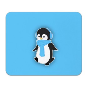 Коврик прямоугольный с принтом Penguin blue в Тюмени, натуральный каучук | размер 230 х 185 мм; запечатка лицевой стороны | Тематика изображения на принте: blue | cartoon | penguin | милый | мультик | мультфильм | пингвин | рисунок