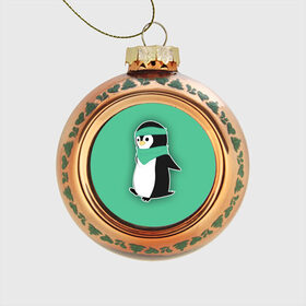 Стеклянный ёлочный шар с принтом Penguin green в Тюмени, Стекло | Диаметр: 80 мм | Тематика изображения на принте: cartoon | green | penguin | зеленый | милый | мультик | мультфильм | пингвин | рисунок