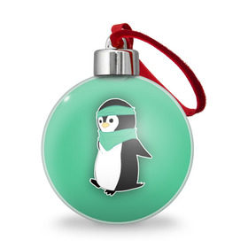 Ёлочный шар с принтом Penguin green в Тюмени, Пластик | Диаметр: 77 мм | cartoon | green | penguin | зеленый | милый | мультик | мультфильм | пингвин | рисунок