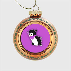 Стеклянный ёлочный шар с принтом Penguin purple в Тюмени, Стекло | Диаметр: 80 мм | Тематика изображения на принте: cartoon | penguin | purple | милый | мультик | мультфильм | пингвин | рисунок | фиолетовый