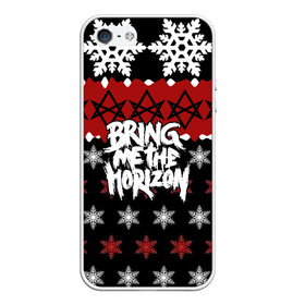 Чехол для iPhone 5/5S матовый с принтом Праздничный Bring Me the Horizon в Тюмени, Силикон | Область печати: задняя сторона чехла, без боковых панелей | bmth | bring me the horizon | альтернативный метал | альтернативный рок | группа | достань для меня горизонт | дэткор | знак | красный | метал | надпись | новогодний | новый год | праздник | рождество | рок