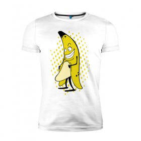 Мужская футболка премиум с принтом Банан он в Тюмени, 92% хлопок, 8% лайкра | приталенный силуэт, круглый вырез ворота, длина до линии бедра, короткий рукав | Тематика изображения на принте: 