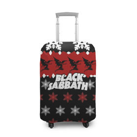 Чехол для чемодана 3D с принтом Праздничный Black Sabbath в Тюмени, 86% полиэфир, 14% спандекс | двустороннее нанесение принта, прорези для ручек и колес | black sabbath | группа | новогодний | новый год | рождество | свитер | снежинки | хард рок | хеви метал