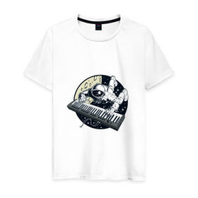 Мужская футболка хлопок с принтом Piano в Тюмени, 100% хлопок | прямой крой, круглый вырез горловины, длина до линии бедер, слегка спущенное плечо. | клавишник | пианино | пианист | рояль. | фортепиано
