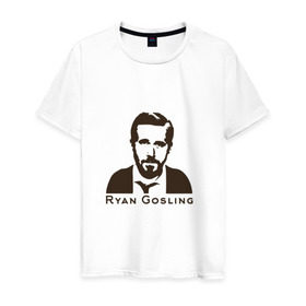 Мужская футболка хлопок с принтом Ryan Gosling в Тюмени, 100% хлопок | прямой крой, круглый вырез горловины, длина до линии бедер, слегка спущенное плечо. | Тематика изображения на принте: ryan gosling | райан гослинг