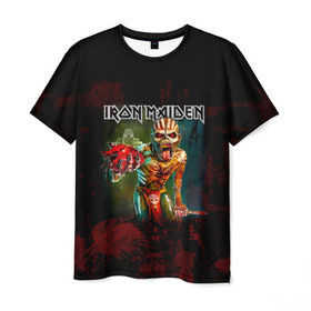 Мужская футболка 3D с принтом Индеец Iron Maiden в Тюмени, 100% полиэфир | прямой крой, круглый вырез горловины, длина до линии бедер | iron maiden | адриан смит | айрон мейден | группа | дэйв мюррей | железная дева | ирон майден | кровь | метал | мрачный | музыка | песни | рок | сердце | стив харрис | тяжелый | хеви | хевиметал