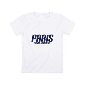 Детская футболка хлопок с принтом Paris Saint Germain (PSG) в Тюмени, 100% хлопок | круглый вырез горловины, полуприлегающий силуэт, длина до линии бедер | Тематика изображения на принте: 