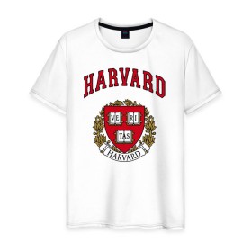 Мужская футболка хлопок с принтом Harvard university в Тюмени, 100% хлопок | прямой крой, круглый вырез горловины, длина до линии бедер, слегка спущенное плечо. | Тематика изображения на принте: вуз | гарвард | герб | лига плюща | массачусетс | престижный | сша | университет