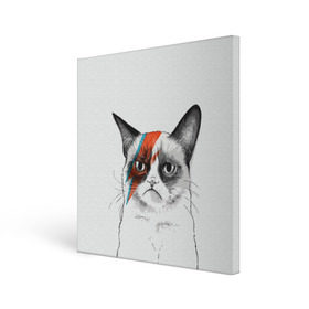 Холст квадратный с принтом Grumpy cat (David Bowie) в Тюмени, 100% ПВХ |  | Тематика изображения на принте: бодиарт | грумпи | дэвид боуи | злой кот | интернет | котей | котик | кошка | мем | мемас | мемчик. | молния на лице | рисунок на лице | сердитый