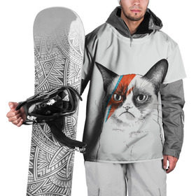 Накидка на куртку 3D с принтом Grumpy cat (David Bowie) в Тюмени, 100% полиэстер |  | бодиарт | грумпи | дэвид боуи | злой кот | интернет | котей | котик | кошка | мем | мемас | мемчик. | молния на лице | рисунок на лице | сердитый