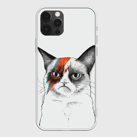 Чехол для iPhone 12 Pro Max с принтом Grumpy cat (David Bowie) в Тюмени, Силикон |  | Тематика изображения на принте: бодиарт | грумпи | дэвид боуи | злой кот | интернет | котей | котик | кошка | мем | мемас | мемчик. | молния на лице | рисунок на лице | сердитый