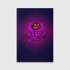 Обложка для паспорта матовая кожа с принтом Happy Halloween в Тюмени, натуральная матовая кожа | размер 19,3 х 13,7 см; прозрачные пластиковые крепления | Тематика изображения на принте: halloween | тыква | хэллоуин