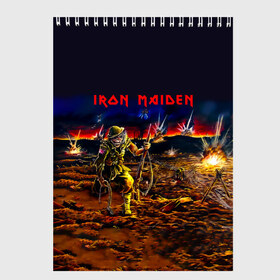 Скетчбук с принтом Боец Iron Maiden в Тюмени, 100% бумага
 | 48 листов, плотность листов — 100 г/м2, плотность картонной обложки — 250 г/м2. Листы скреплены сверху удобной пружинной спиралью | iron maiden | адриан смит | айрон мейден | война | группа | дэйв мюррей | железная дева | ирон майден | метал | мрачный | музыка | песни | рок | солдат | стив харрис | тяжелый | хеви | хевиметал