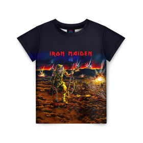 Детская футболка 3D с принтом Боец Iron Maiden в Тюмени, 100% гипоаллергенный полиэфир | прямой крой, круглый вырез горловины, длина до линии бедер, чуть спущенное плечо, ткань немного тянется | iron maiden | адриан смит | айрон мейден | война | группа | дэйв мюррей | железная дева | ирон майден | метал | мрачный | музыка | песни | рок | солдат | стив харрис | тяжелый | хеви | хевиметал